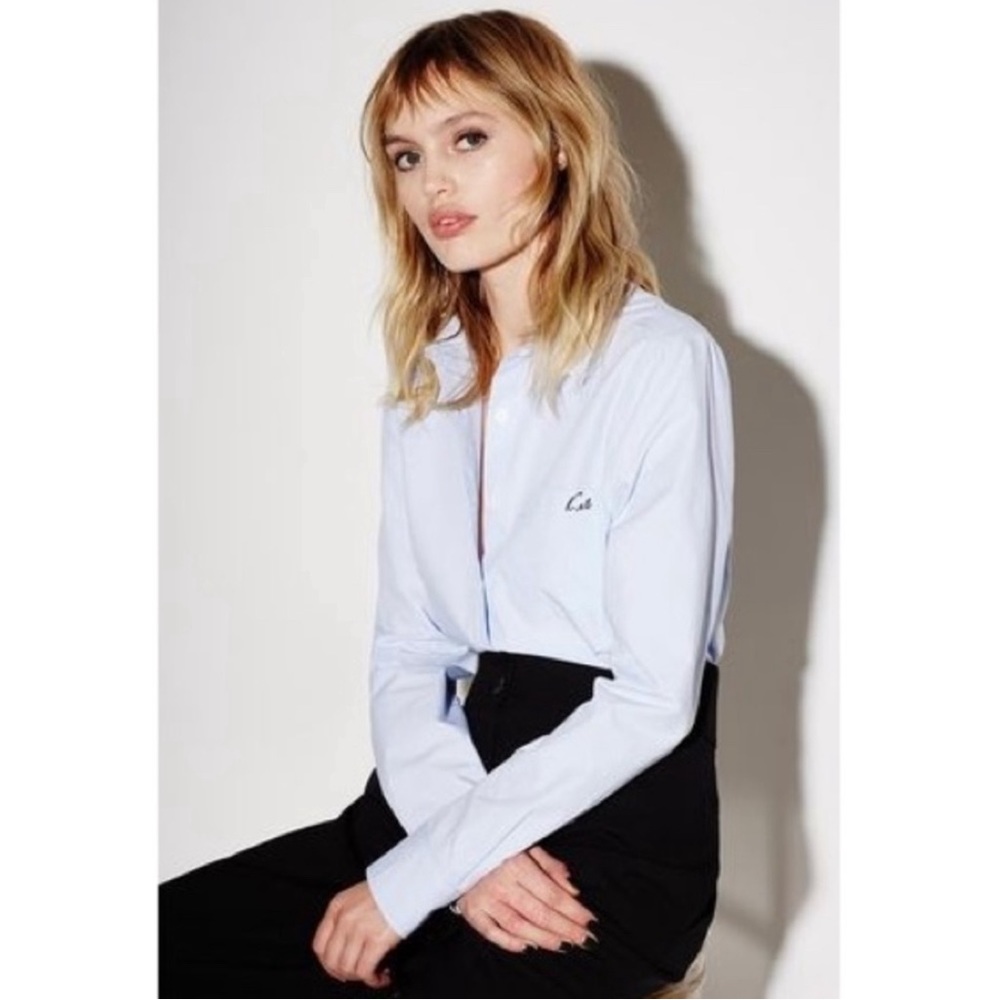 Kate Moss for Equipment 'London' Oxford Shirt, Size Med - Blue Women's blouse